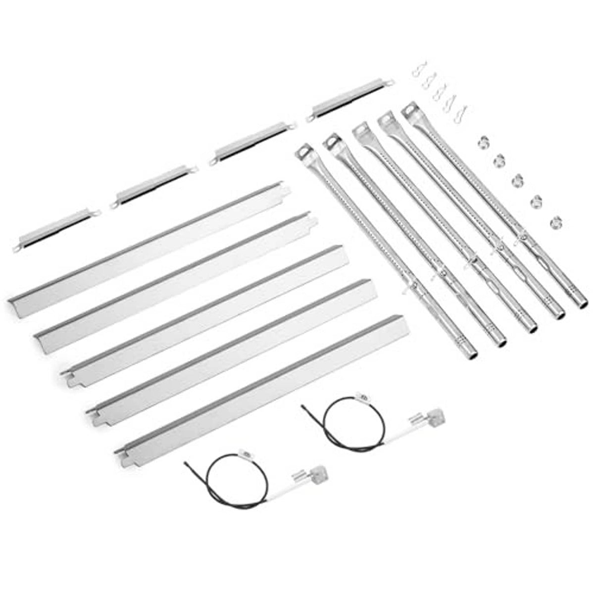 Stainless steel 5-burner heat tent replacement kit with heat plates, rods, and wire loops