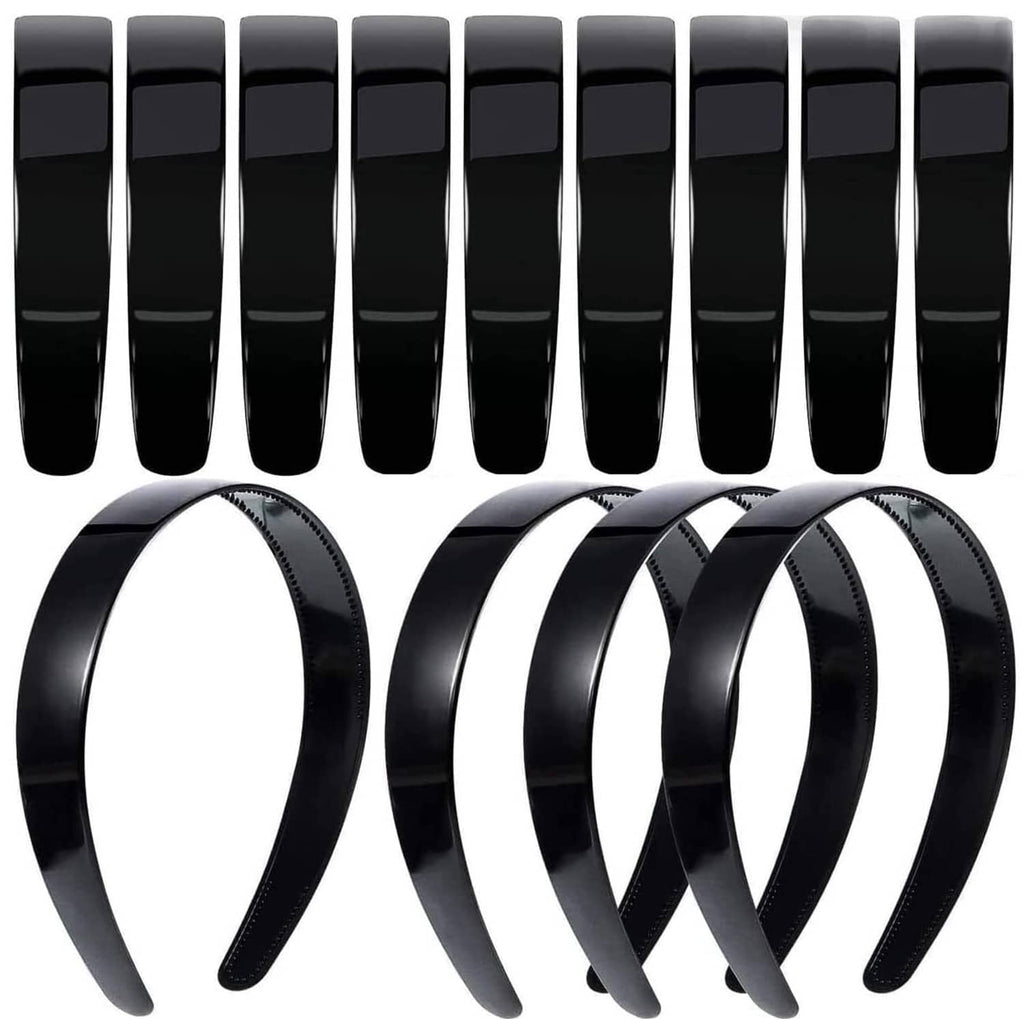 Black elastic hair bands with teeth, pack of 20 headbands