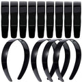 Black elastic hair bands with teeth, pack of 20 headbands