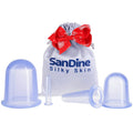 SanDine silicone face cupping set with three blue suction cups and clear tubes in pouch