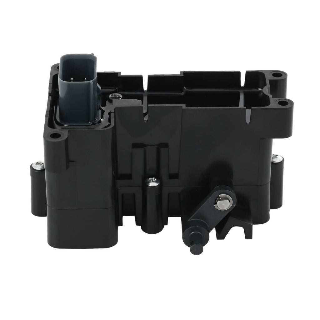 Brake control module rear view, black plastic case with side and bottom ports