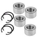 Wheel bearing kit with four silver bearings and black retaining clips