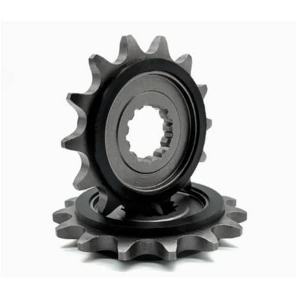 Motorcycle front sprocket, dark steel side profile with inner spline