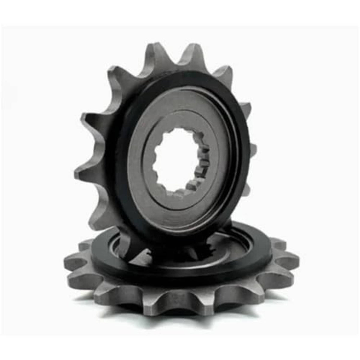 Motorcycle front sprocket, dark steel side profile with inner spline