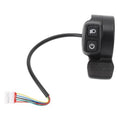 Electric thumb throttle speed controller with on/off buttons and wire harness