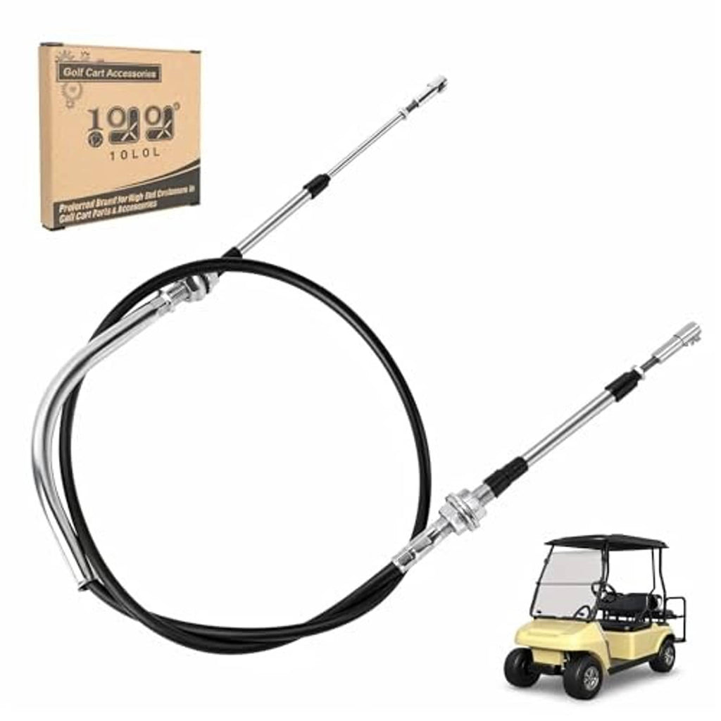 Transmission shift forward/reverse cable with curved black housing and two metal connector ends.