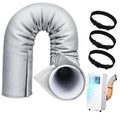 Gray insulated AC hose sleeve cover with circular open end and elastic straps