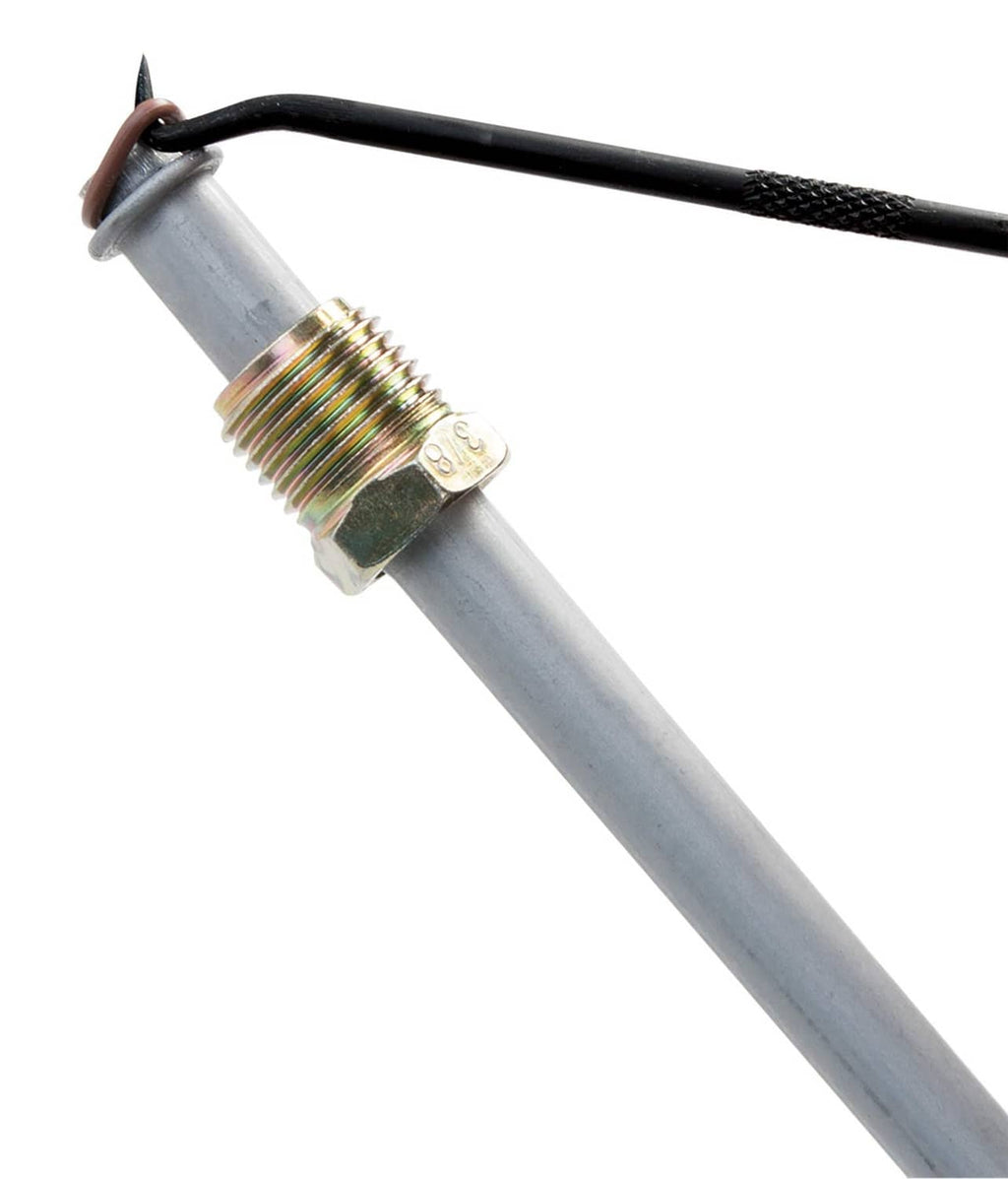 Metal hook pick tool with threaded brass end and black curved working tip