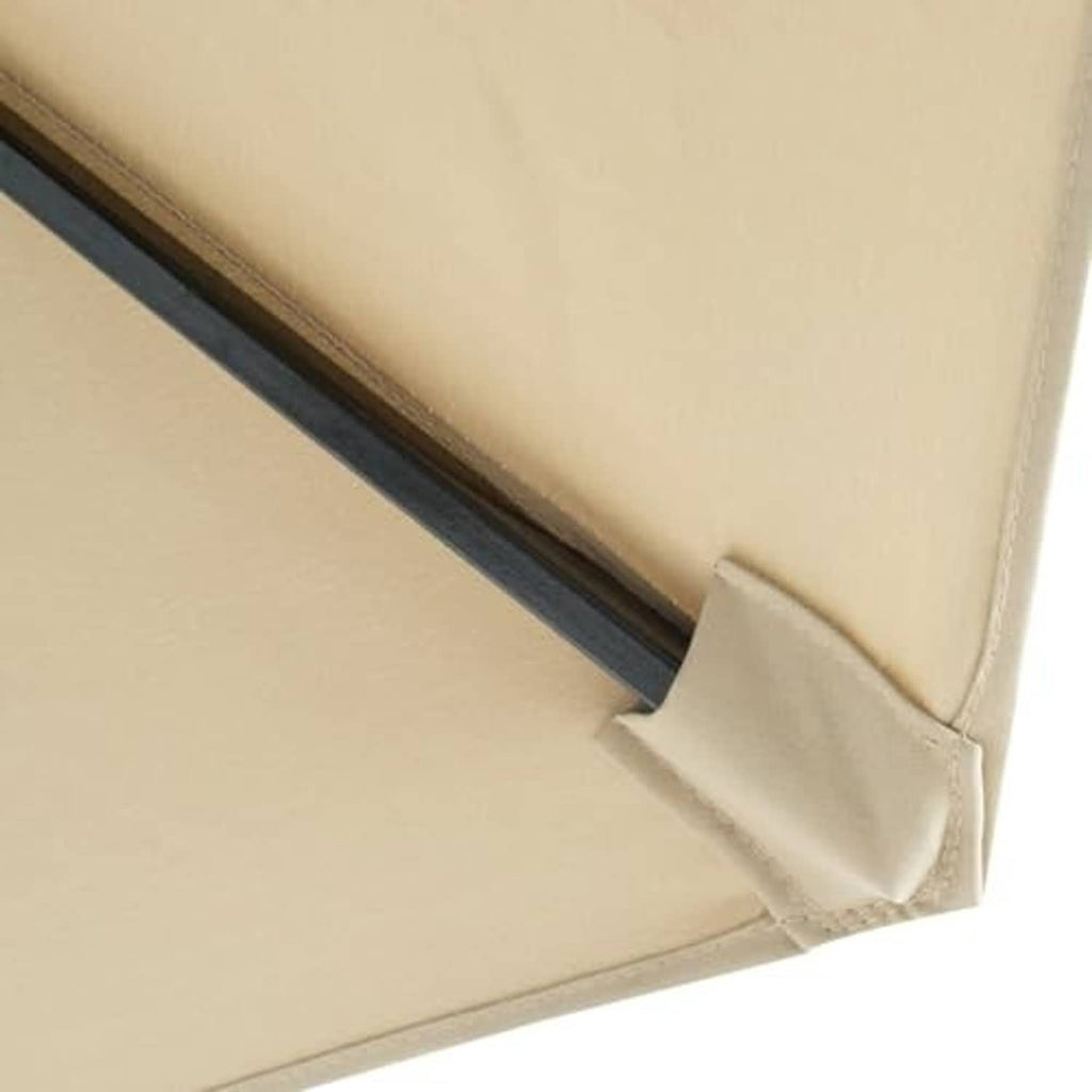 Beige patio umbrella replacement canopy edge with reinforced seam and fold