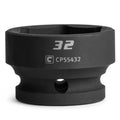 32 mm stubby impact socket, 1/2 in drive, 6-point, dark finish, marked 32