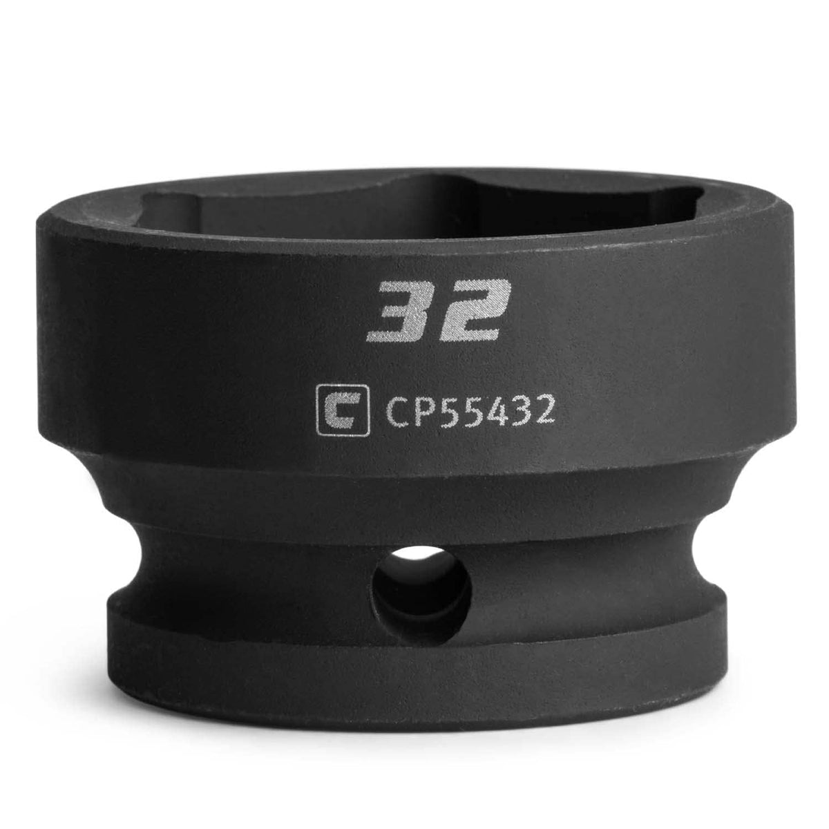 32 mm stubby impact socket, 1/2 in drive, 6-point, dark finish, marked 32