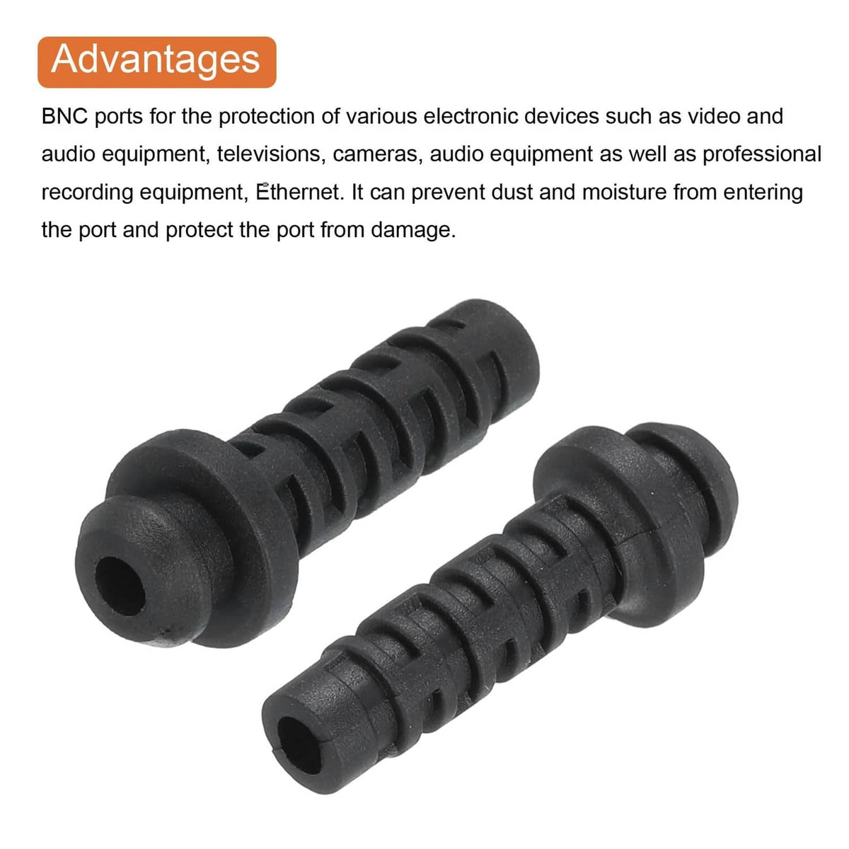 Pair of black 3mm strain relief cord connector bushing boots with ridged grip