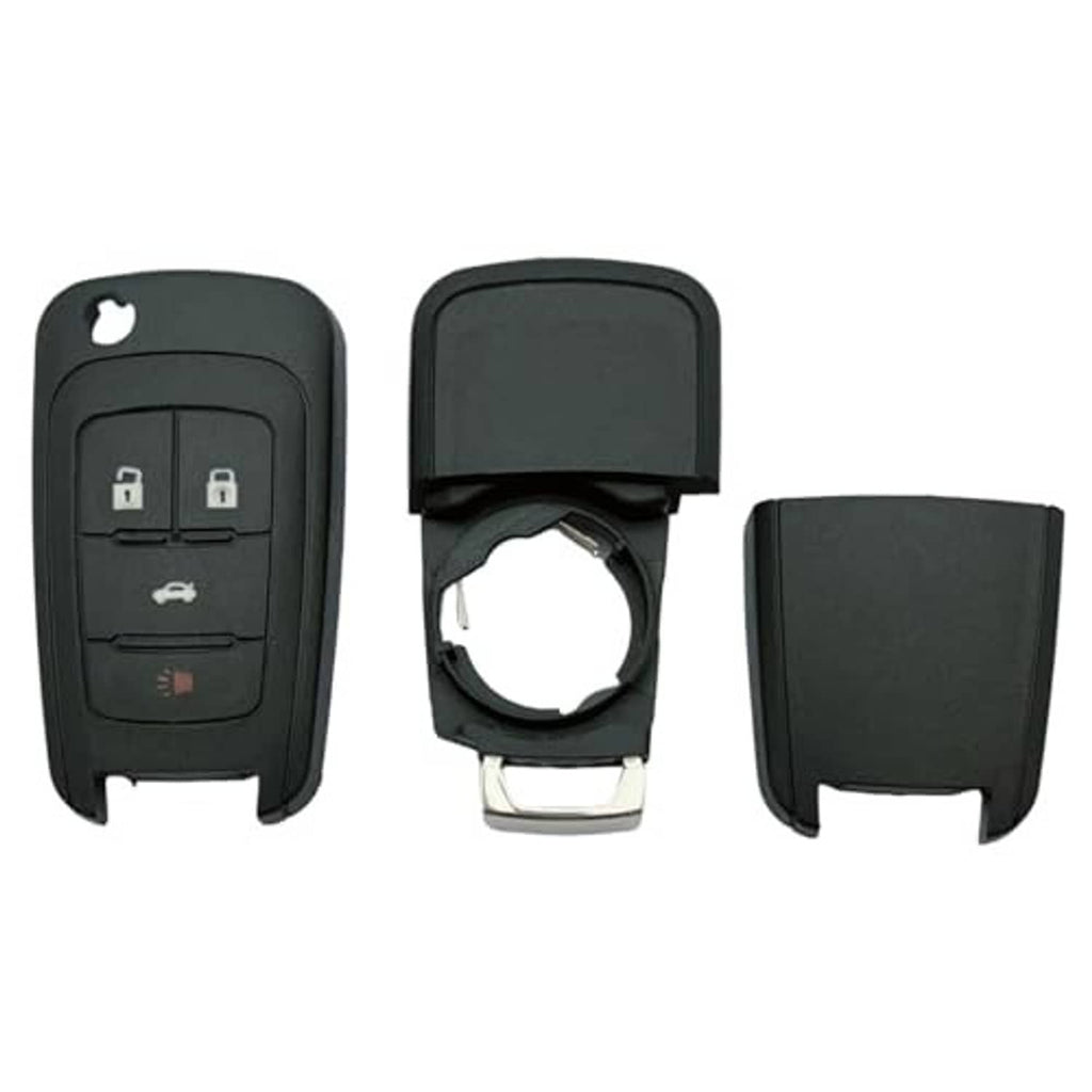 Black key fob shell with button panel, open interior and back cover parts