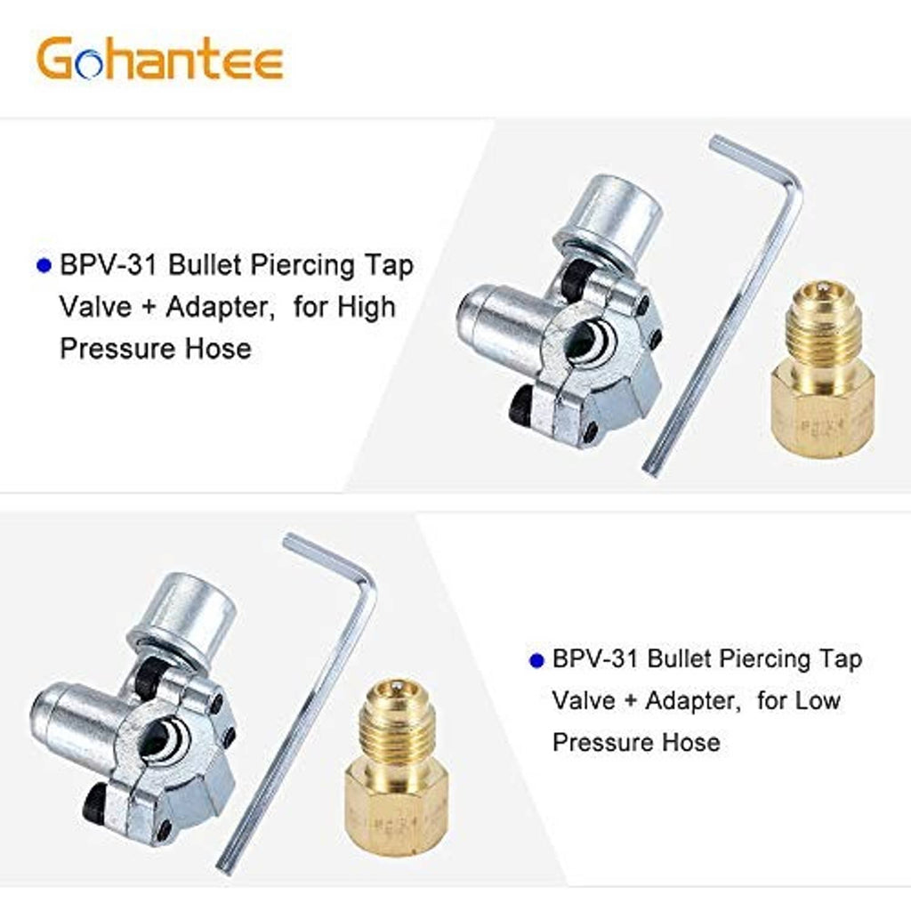 BPV-31 bullet piercing tap valve with brass adapters for high and low pressure hoses