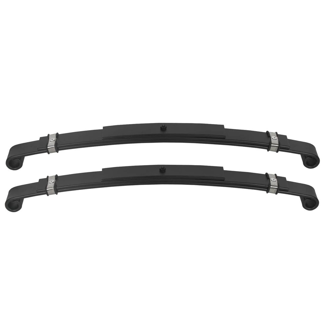 Black rear leaf springs with clamp brackets and molded leaf pack, two-piece set