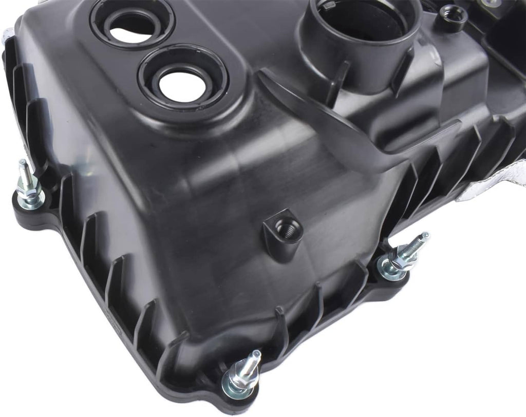 Left-side valve cover underside with mounting hardware holes and circular gasket ports