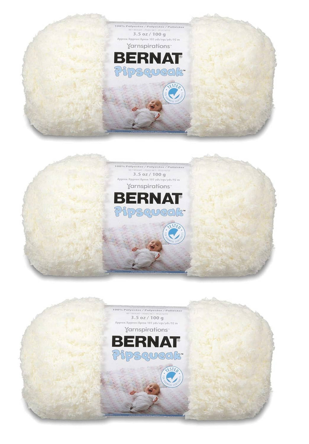 Bernat Pipsqueak Vanilla baby yarn skein, soft chunky 100% polyester
