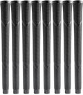 Set of black oversize jumbo golf club grips with textured rubber surface