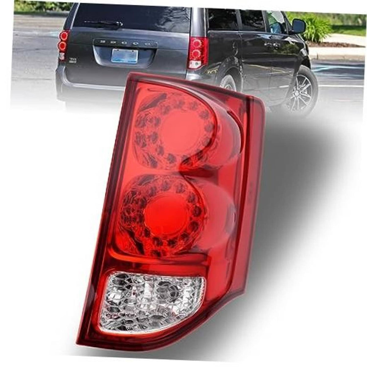 Rear right tail light assembly with red lens and clear lower reflector panel