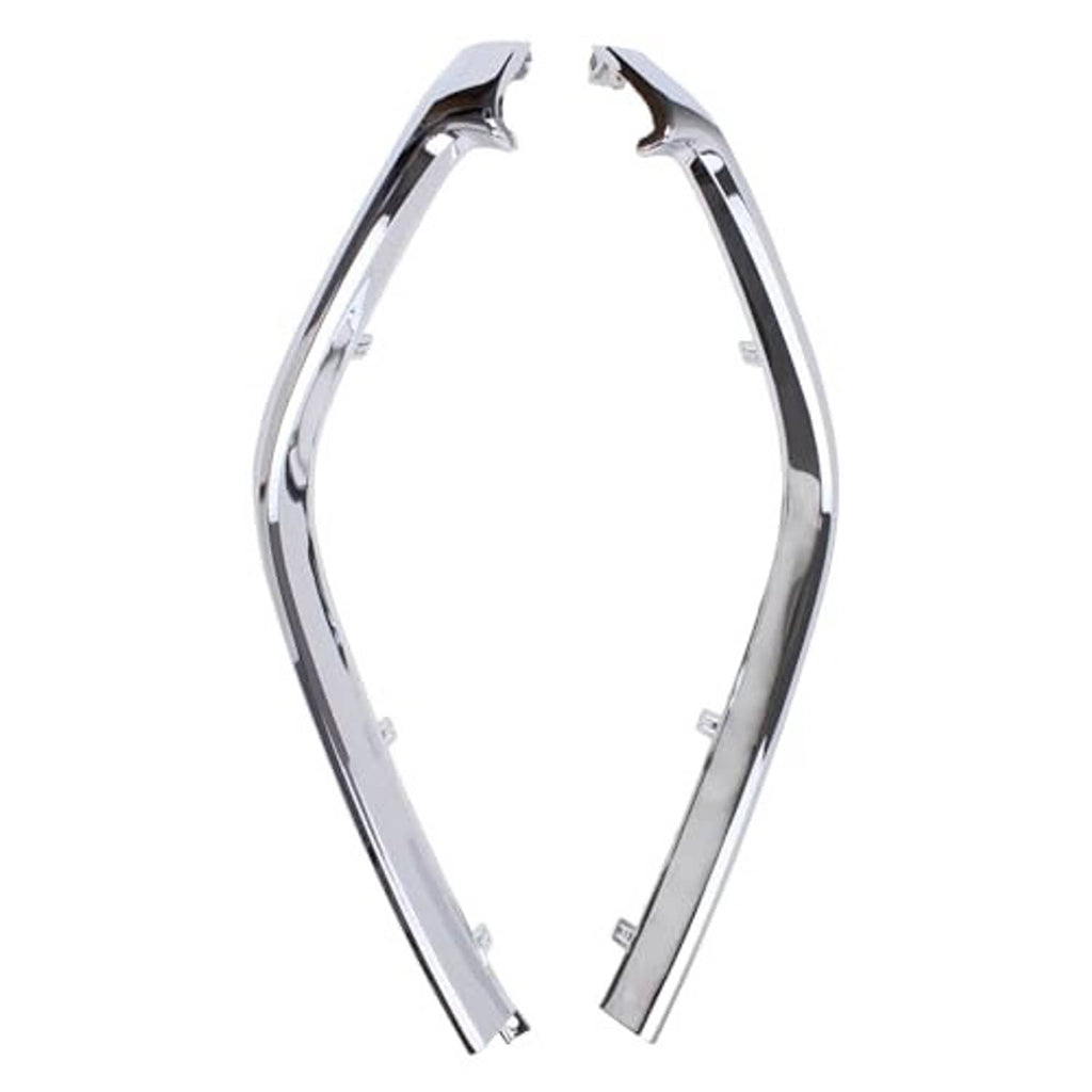 Chrome grille surround frame with inner opening and multiple mounting tabs
