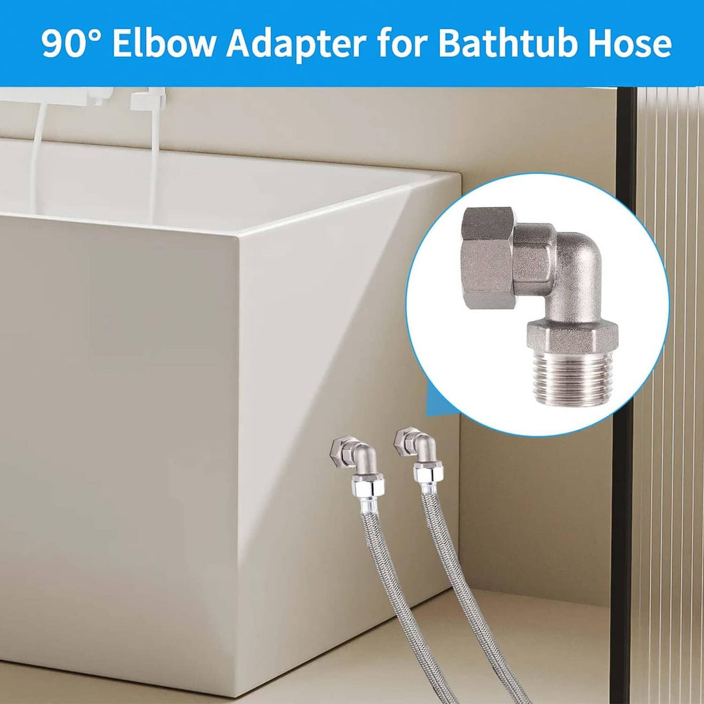 90° bathtub hose elbow adapter with threaded male connection