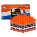 30-pack washable all-purpose school glue sticks in orange with Elmer's box
