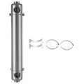 Stainless steel pool heat exchanger with included clamps and hose loops