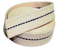 Cotton oil lamp wick, flat braided rope in light beige with blue stitching