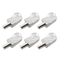 Shelf support pegs, silver metal brackets with clear plastic cups and pins (pack).