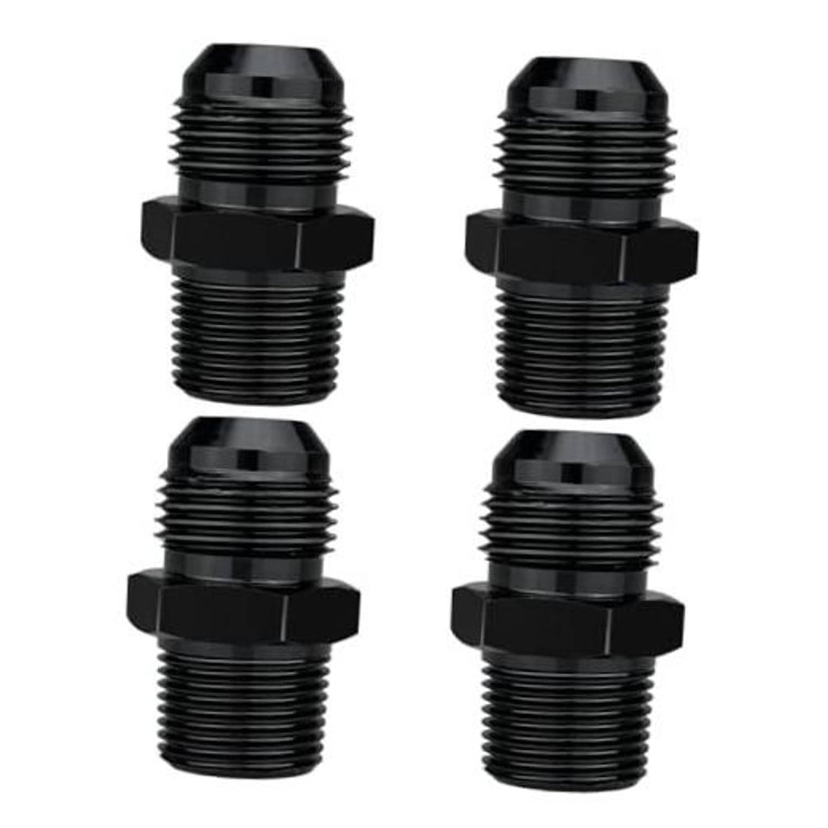 Black AN10 male flare to 3/4 NPT straight pipe fitting connector