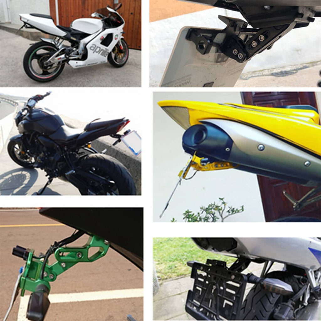 Motorcycle license plate bracket mounted under the tail with LED module