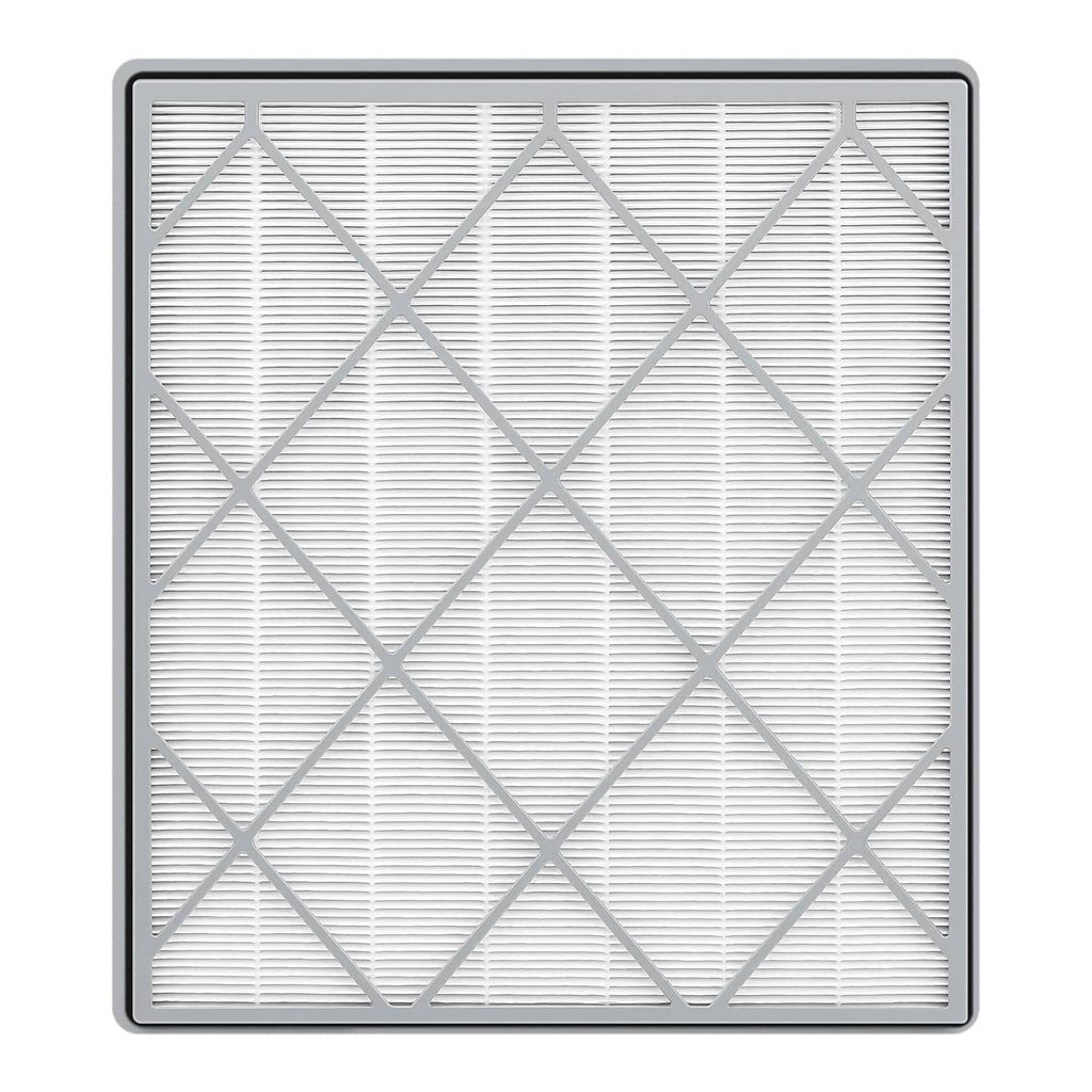 Replacement HEPA filter panel with white pleated media and gray grid frame