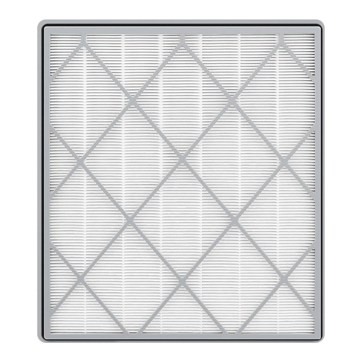 Replacement HEPA filter panel with white pleated media and gray grid frame