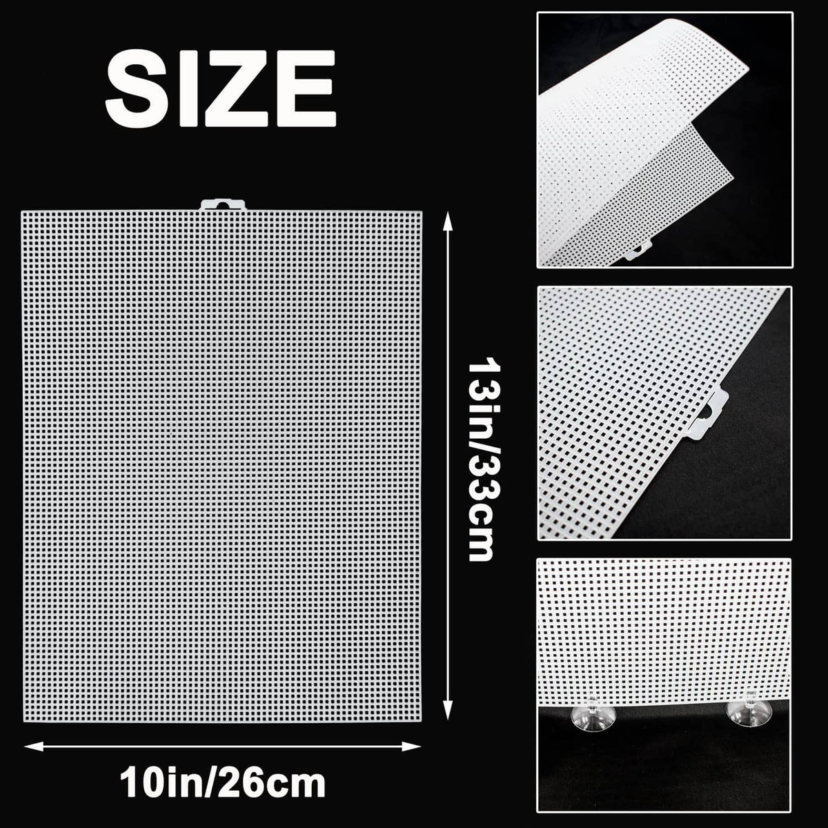 White 10x13 in aquarium divider mesh panel with suction cup anchors