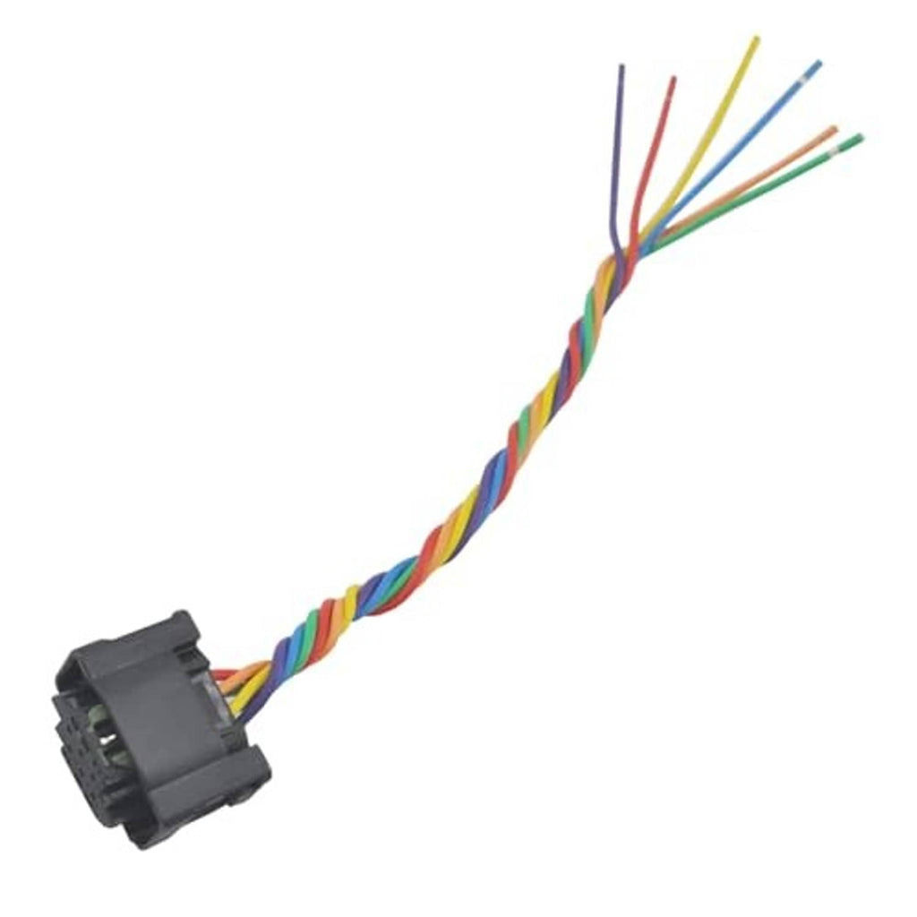 Throttle body connector pigtail harness, black connector end with multicolor wire bundle