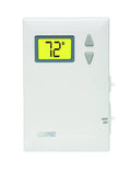 White mechanical non-programmable thermostat with backlit display and up/down buttons