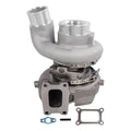 Turbocharger assembly with aluminum compressor housing and steel turbine housing