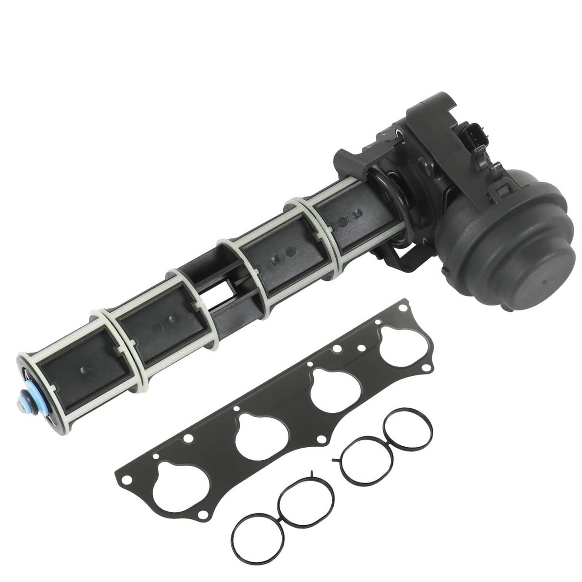 Intake manifold rotary valve assembly with black actuator housing and gasket set