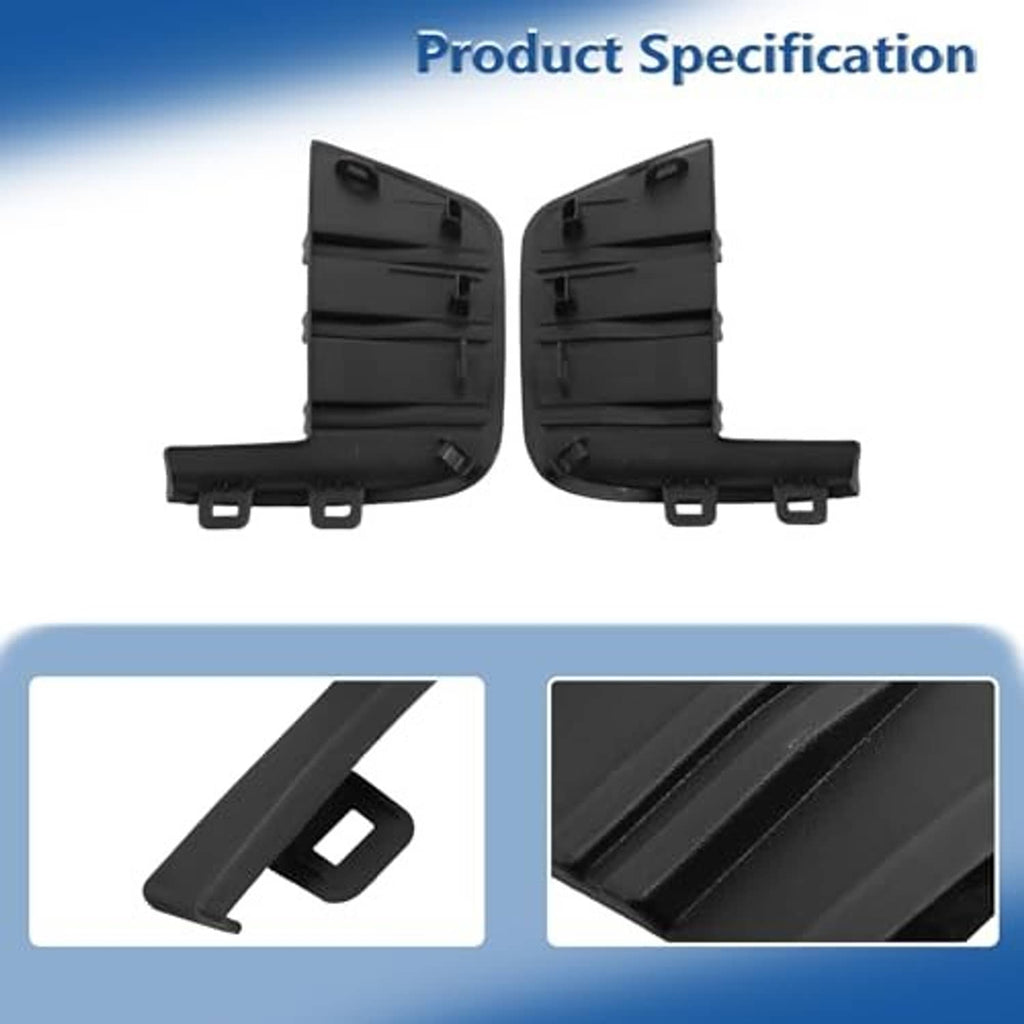Black front bumper trim molding left and right set with close-up texture