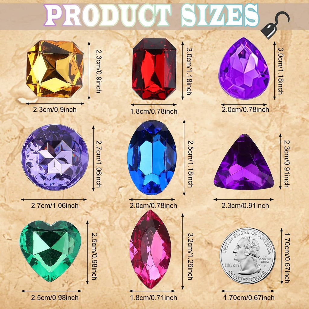 Assorted faceted gemstone jewels in multi colors and mixed shapes