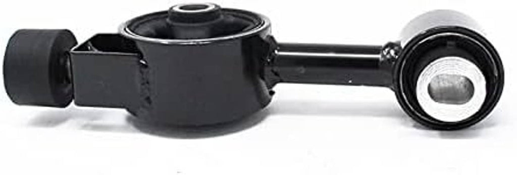 Upper torque strut engine mount in black with side bushing and threaded end stud