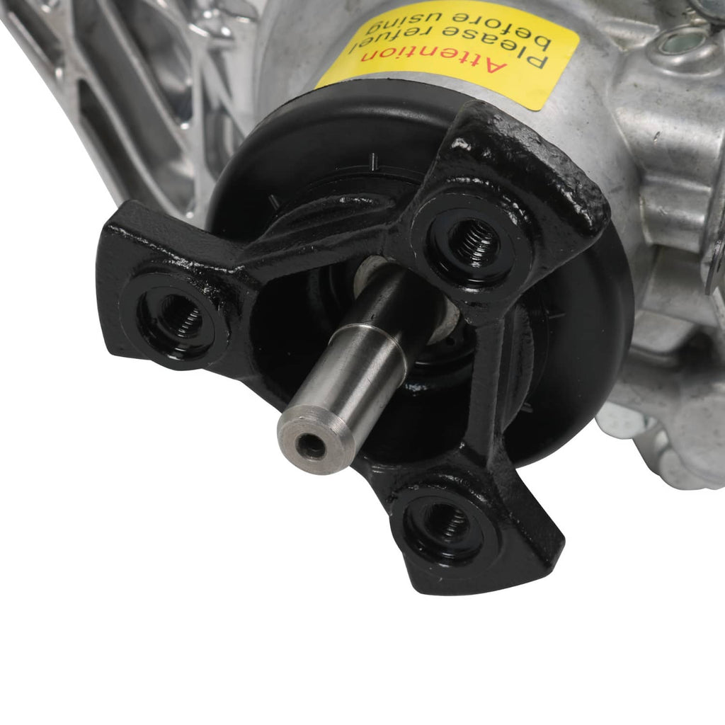 Rear axle differential assembly close-up of black mount and metal shaft