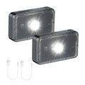Two dark rectangular rechargeable LED sensor lights with bright front LEDs