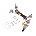 Pre-wired electric guitar wiring harness with 3-way switch, two volume and one tone pot
