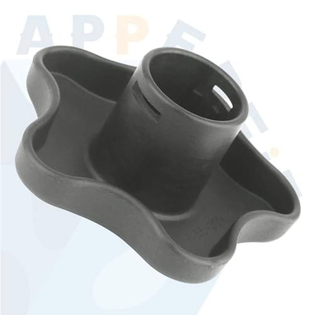 Gray seat lumbar support knob back view with inner circular socket
