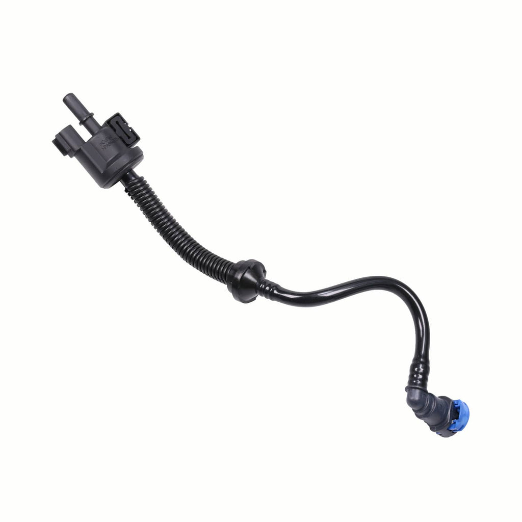 Black fuel vapour hose with purge solenoid connector, braided section, and blue clip