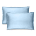 Set of 2 light blue microfiber pillow shams, standard size, envelope closure.