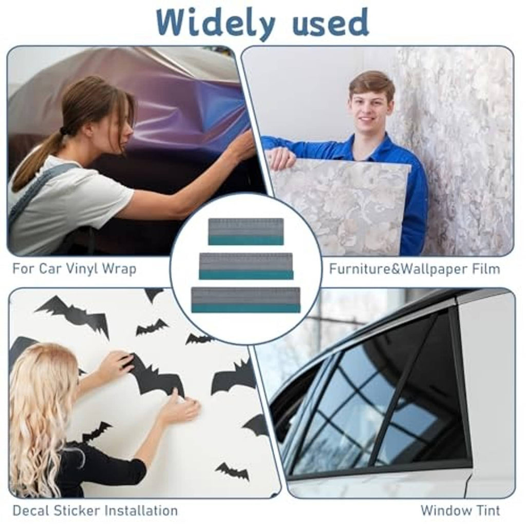 Large vinyl squeegee with gray ruler and teal felt edge for decal and window film
