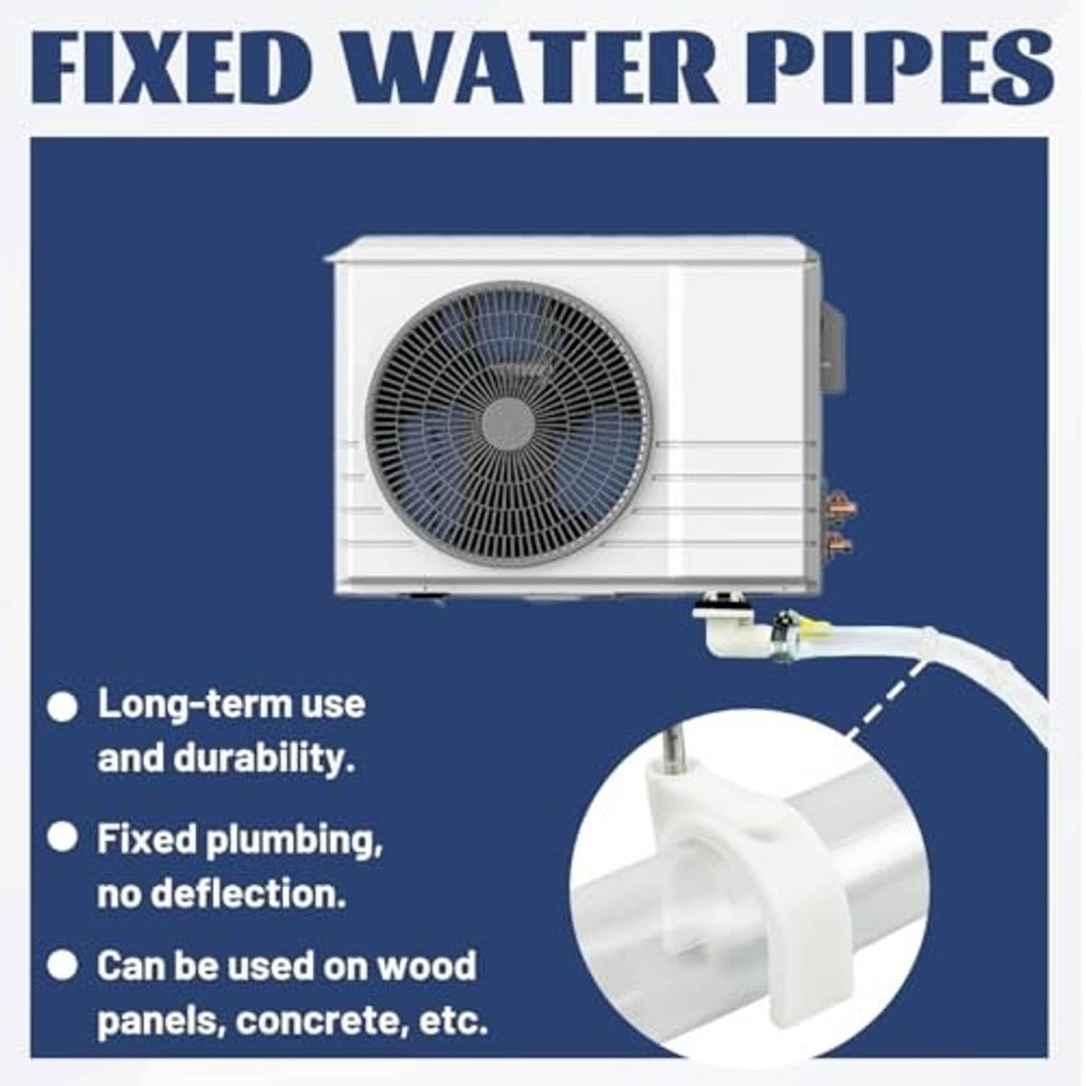 AC drain hose connector with fixed white water pipe fitting for outdoor units