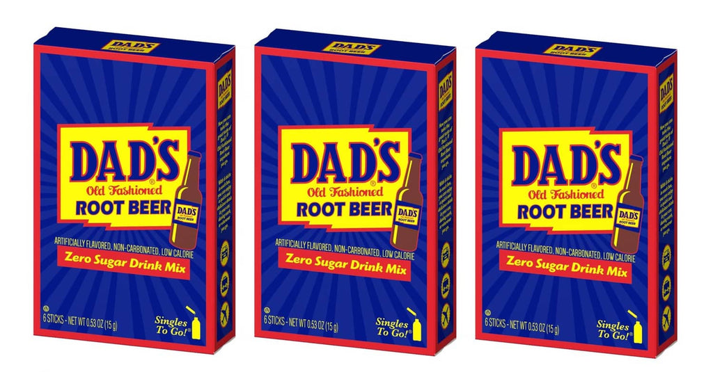 Pack of three Dad's root beer zero sugar drink mix boxes